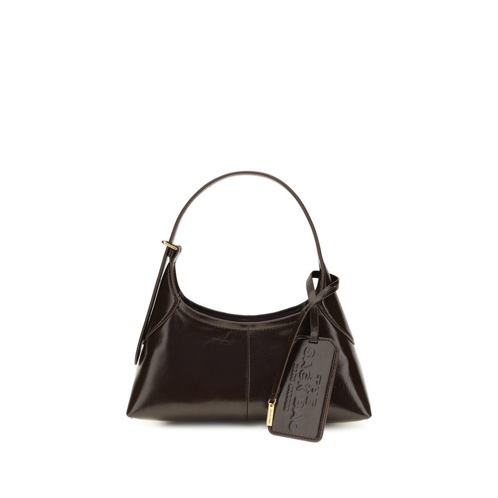 Marc Jacobs Small Belted Sack skulderveske i brunt crinkle-kalveskinn