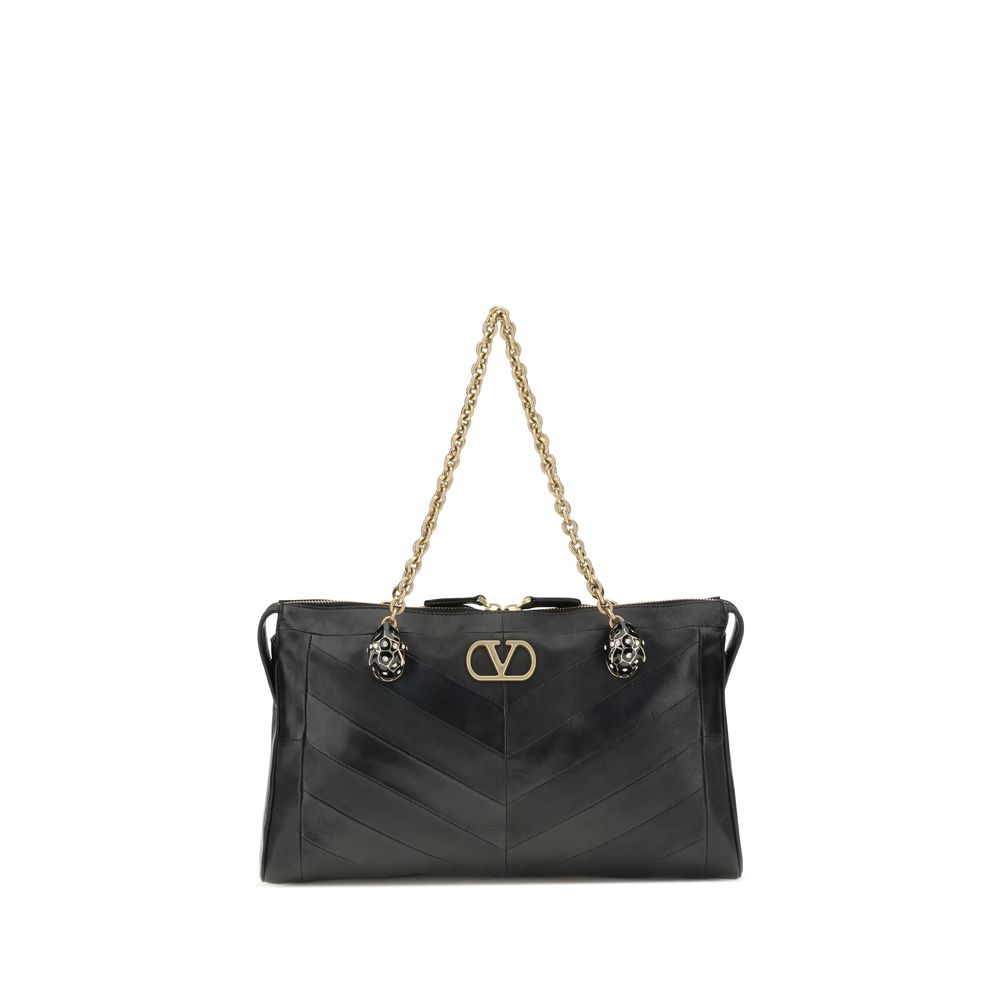 Valentino Garavani Medium Panthea Shoulder Bag in Black Nappa Leather