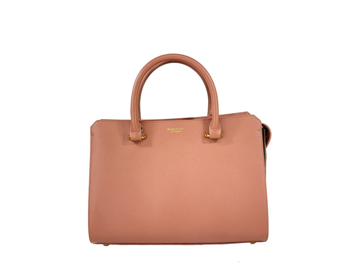 Burberry Banwell Small totebag i Dark Rosewood skinn och canvas