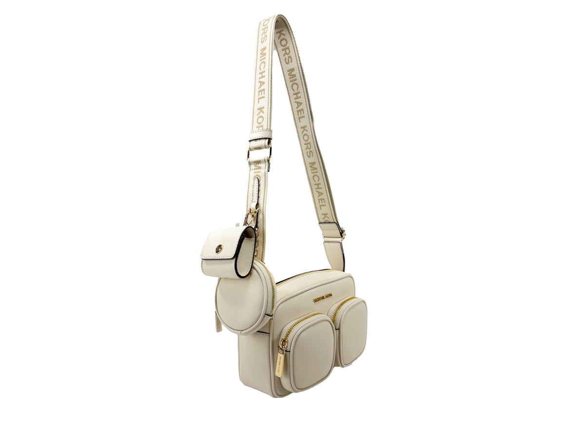 Michael Kors Jet Set Medium Tech crossbody-väska i Light Cream skinn – bild 2