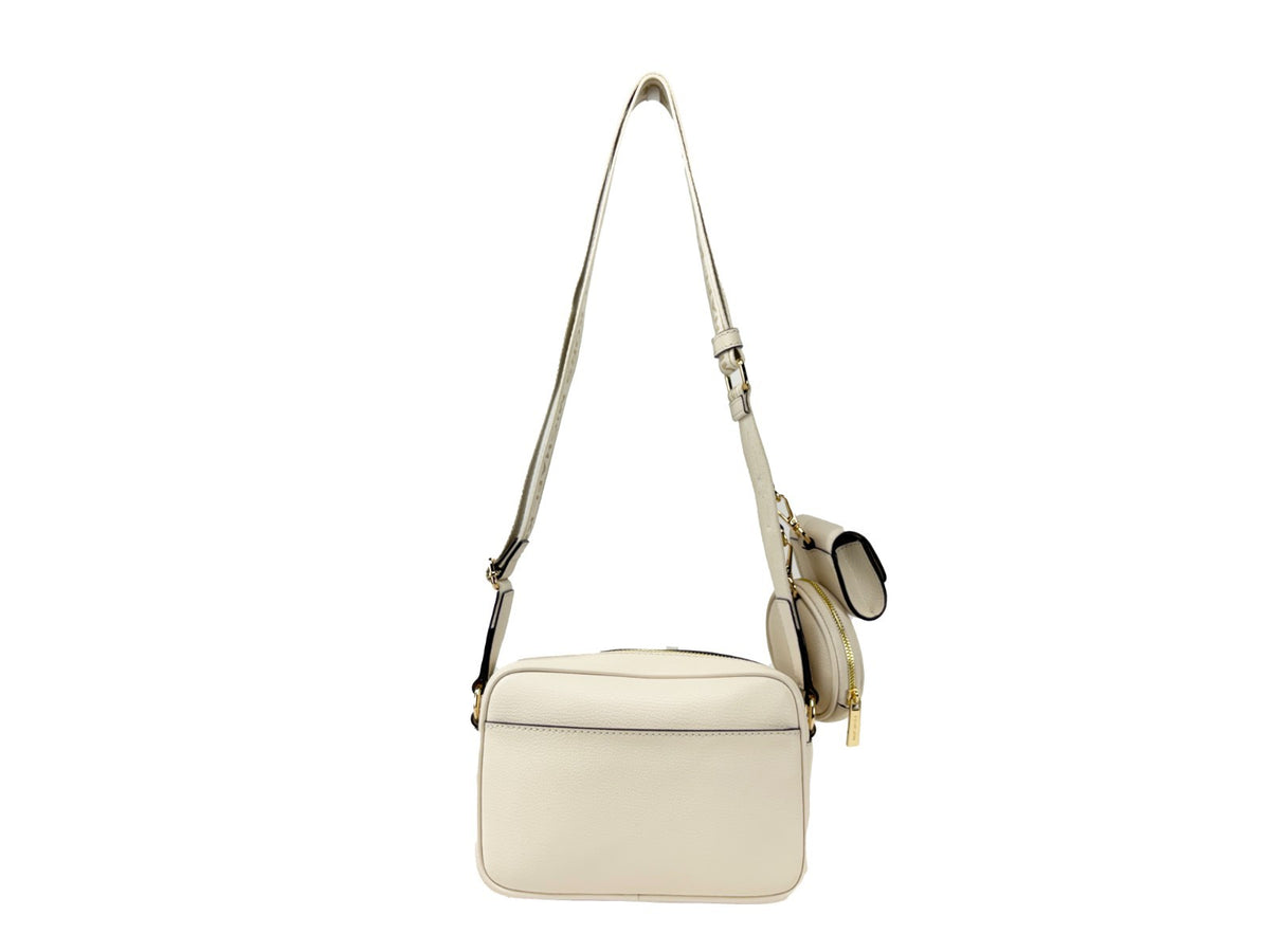 Michael Kors Jet Set Medium Tech crossbody-väska i Light Cream skinn – bild 3