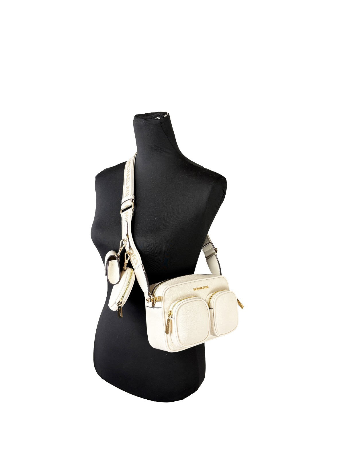 Michael Kors Jet Set Medium Tech crossbody-väska i Light Cream skinn – bild 4