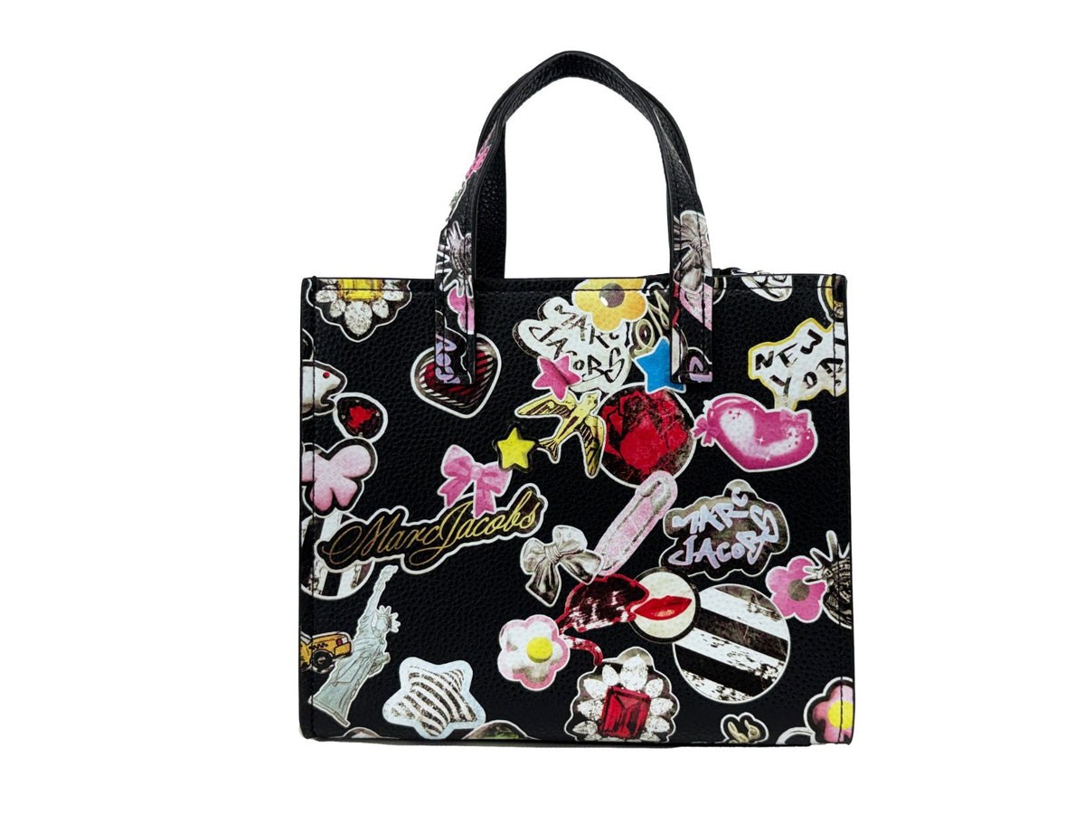 Marc Jacobs Grind Sticker Mini totebag i Black Multi narvat skinn – bild 3