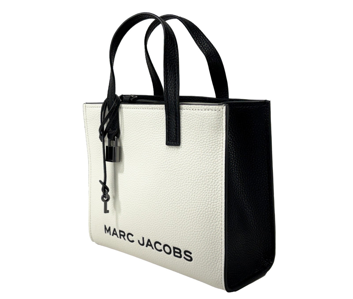 Marc Jacobs Grind Mini totebag i svart och vitt narvat skinn – bild 2
