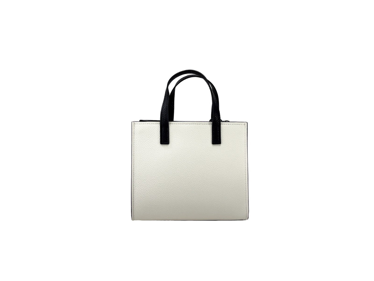 Marc Jacobs Grind Mini totebag i svart och vitt narvat skinn – bild 3