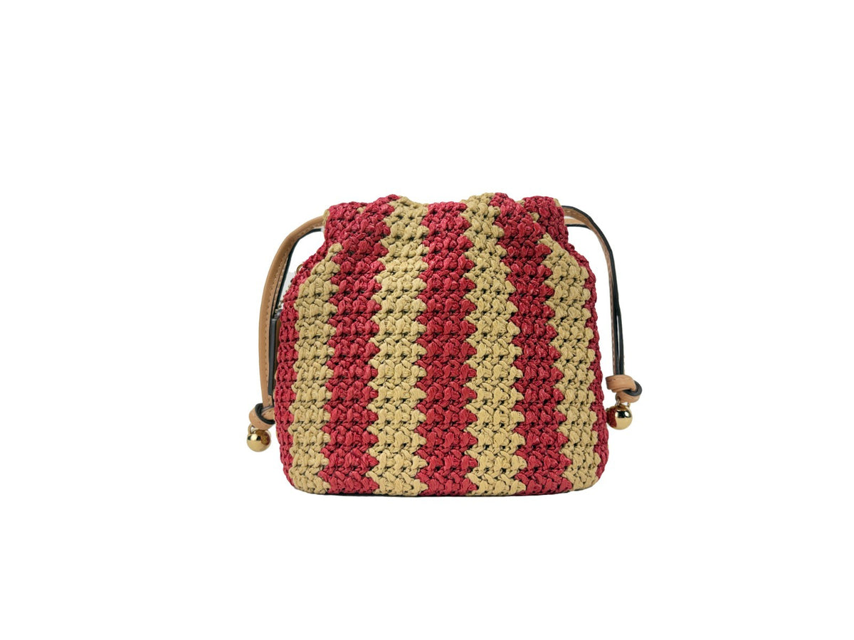 Coach Faye Mini crossbody-väska med dragsko i rött och tan strå – bild 3