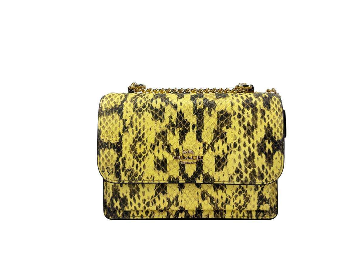 Coach Mini Klare crossbody-väska i gult ormpräglat skinn