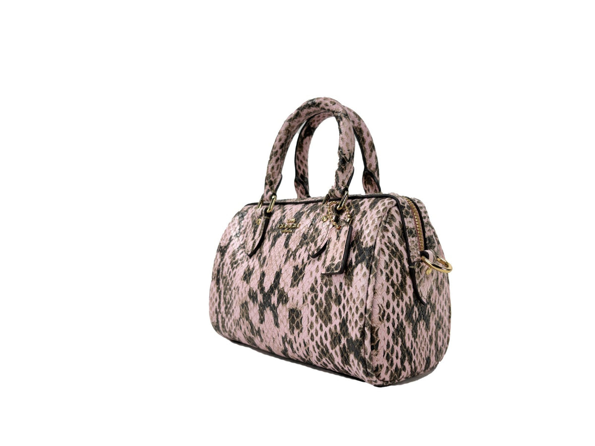 Coach Mini Rowan crossbody-väska i rosa ormpräglat skinn – bild 2