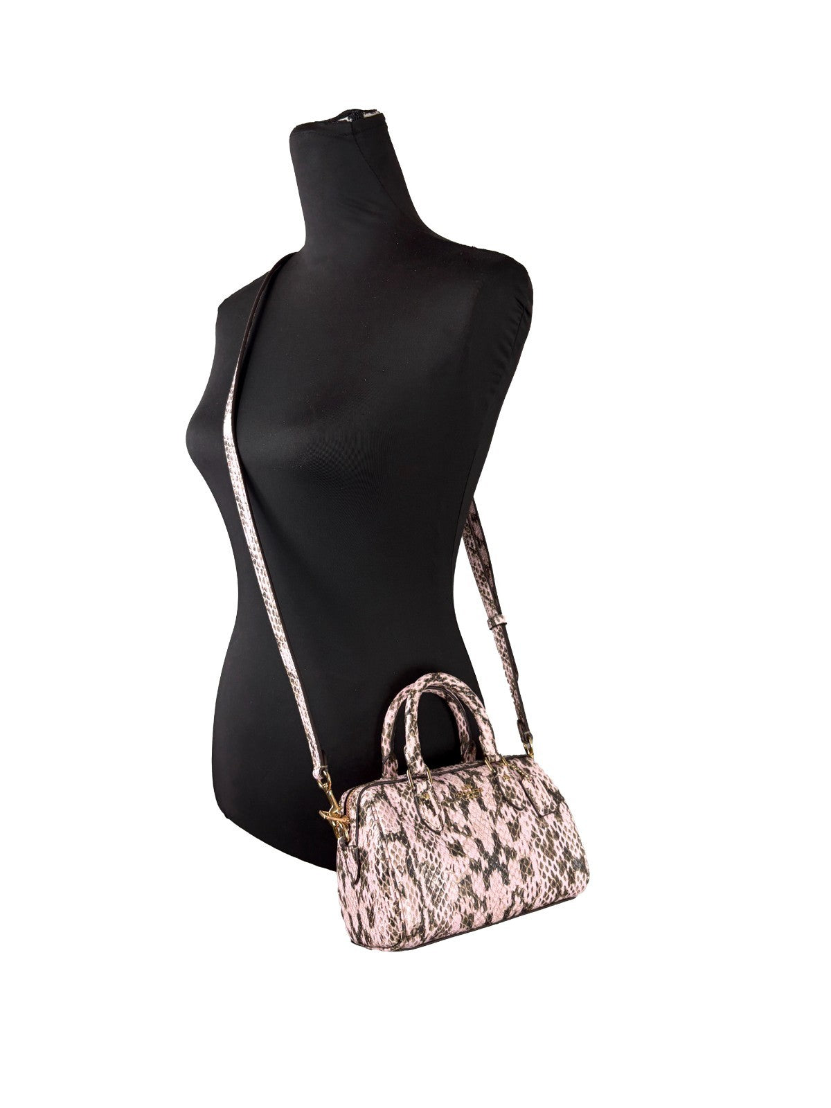Coach Mini Rowan crossbody-väska i rosa ormpräglat skinn – bild 4