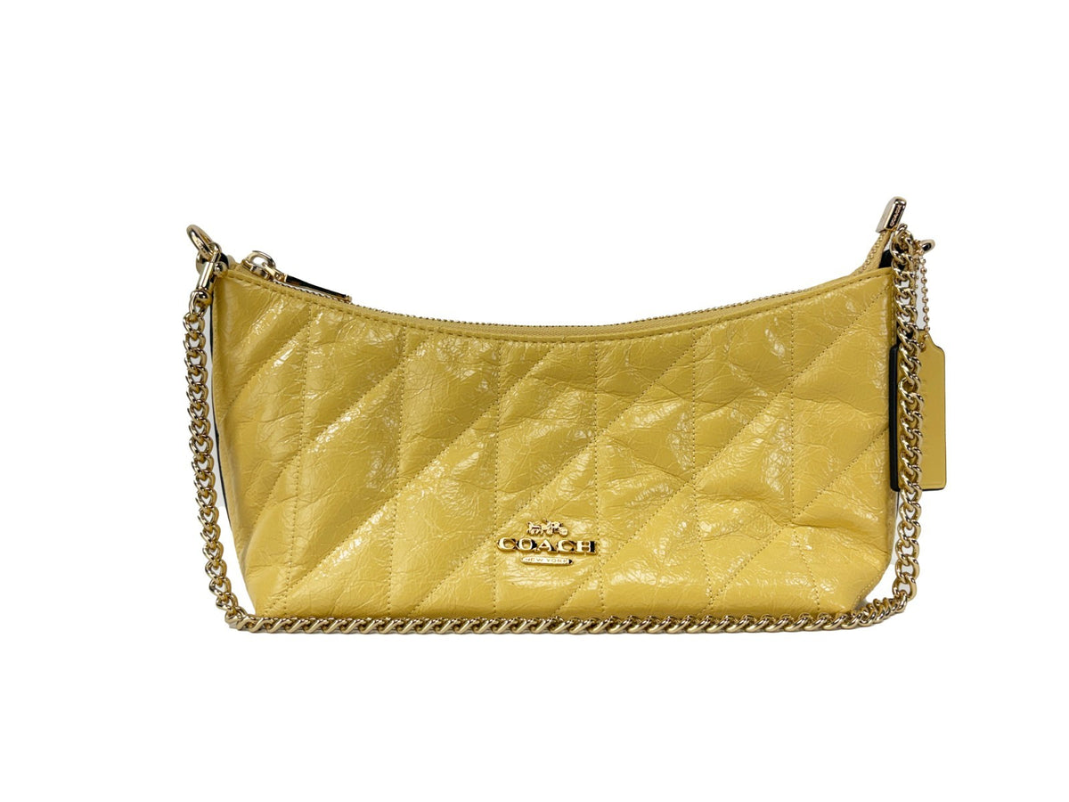 Coach Caitlin axelväska i Soft Yellow glaserat skinn