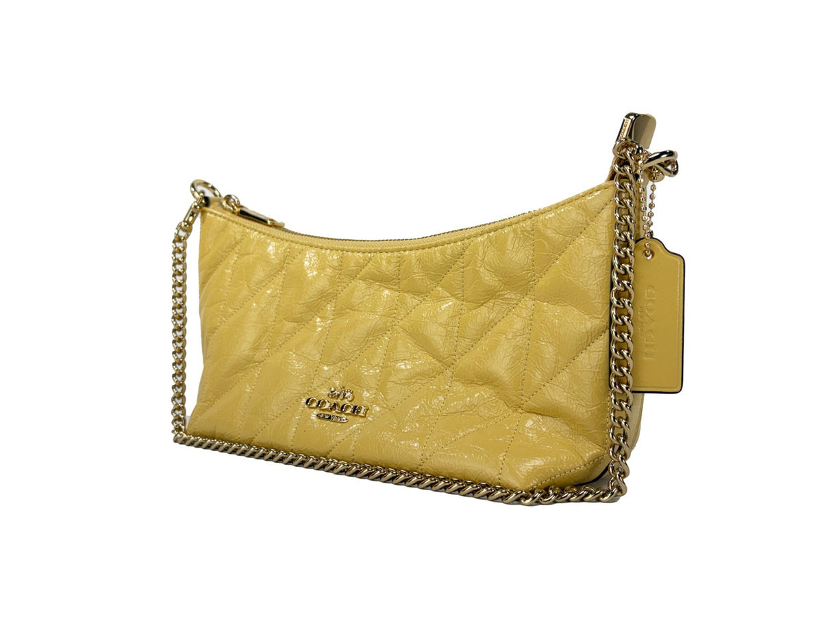 Coach Caitlin axelväska i Soft Yellow glaserat skinn – bild 2