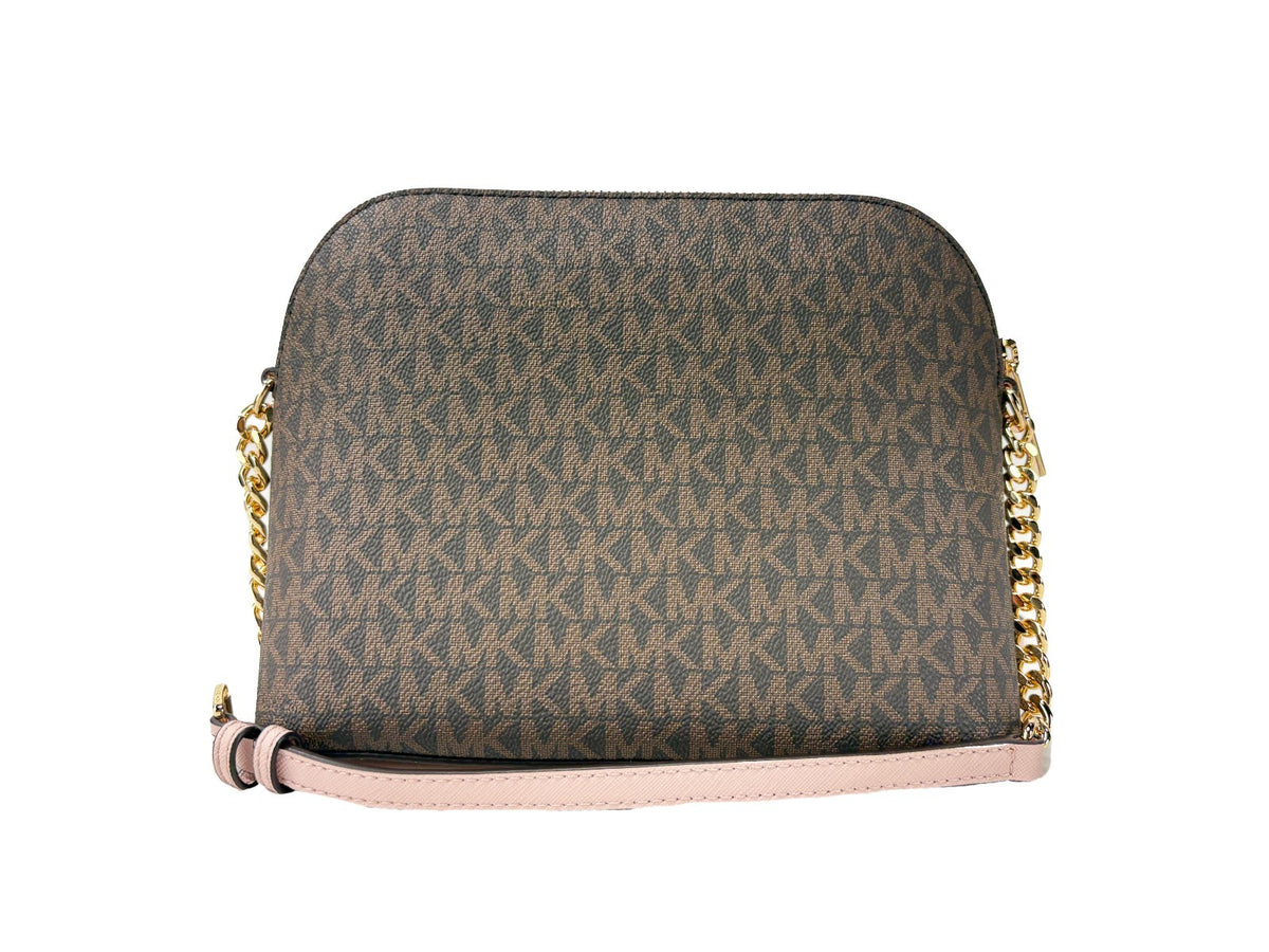 Michael Kors Jet Set Travel Medium dome crossbody-väska i brun och Powder Blush – bild 4
