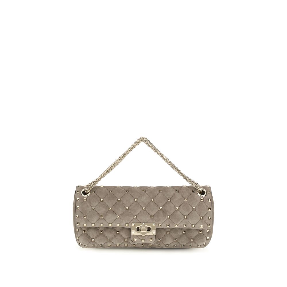 Valentino Garavani Rockstud Spike Medium Shoulder Bag in Grey Suede