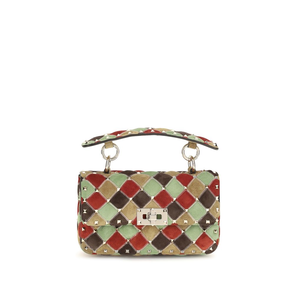 Valentino Garavani Rockstud Spike Small Shoulder Bag in Multicolour Suede