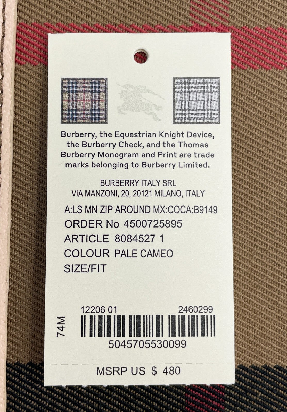Burberry MN Zip Around plånbok i rutig canvas och skinn – bild 4
