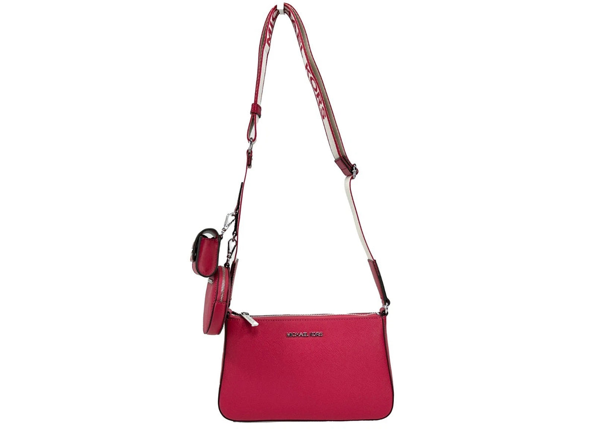 Michael Kors Jet Set Small crossbody-veske i Raspberry skinn