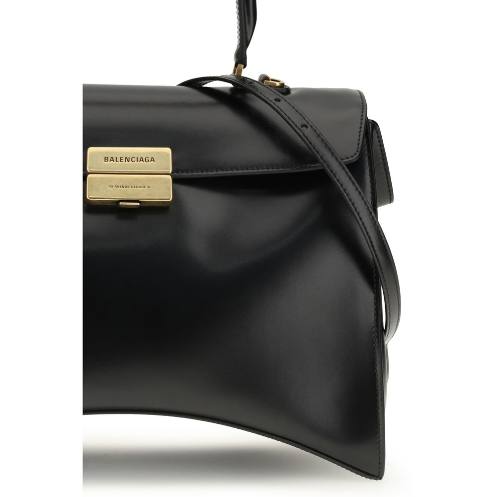 Balenciaga Hourglass Avenue Medium håndveske i svart kalveskinn – bilde 4