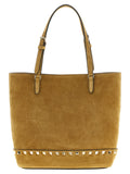 Valentino Garavani Rockstud Small totebag i beige semsket kalveskinn
