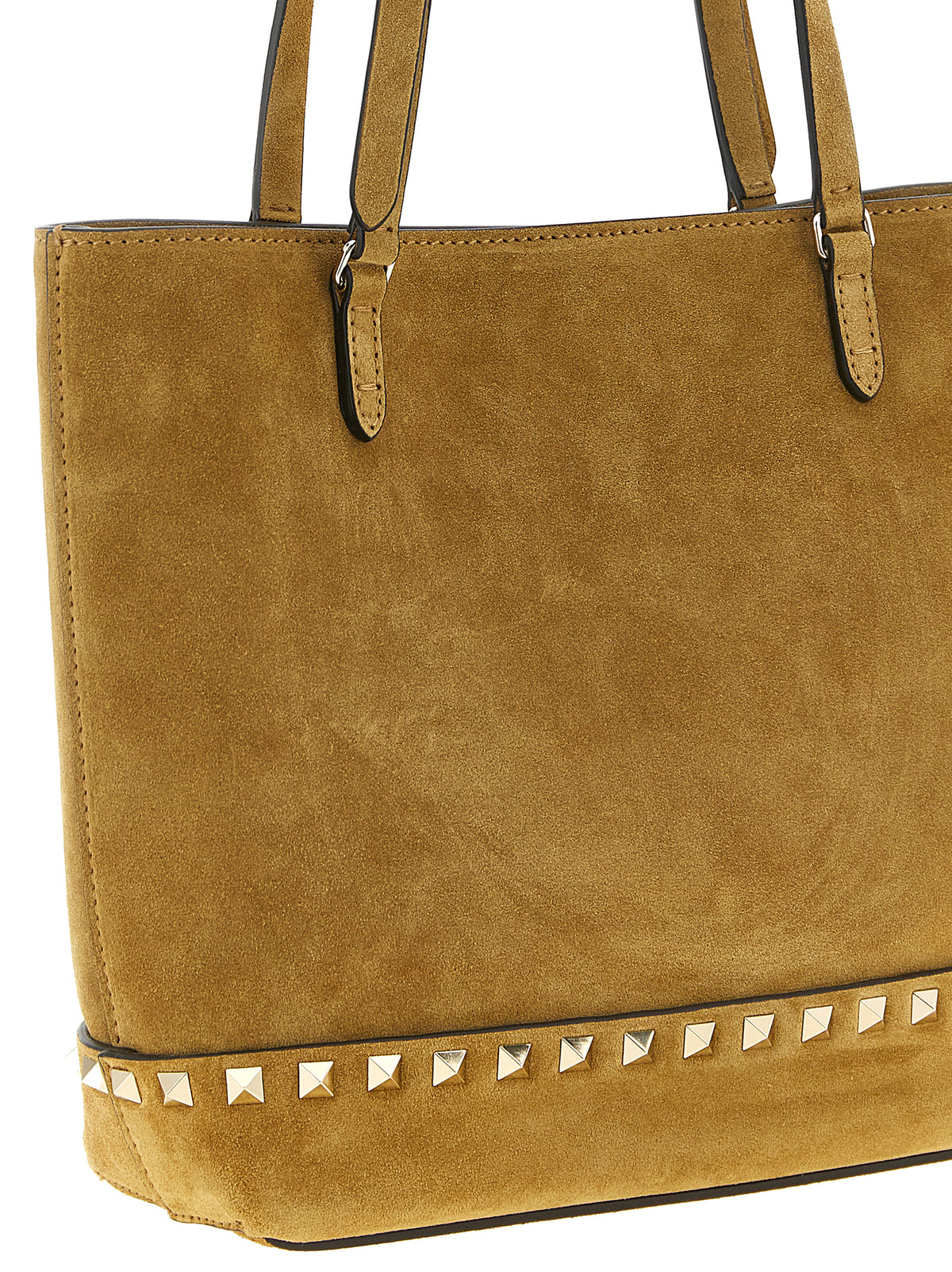 Valentino Garavani Rockstud Small totebag i beige semsket kalveskinn – bilde 3