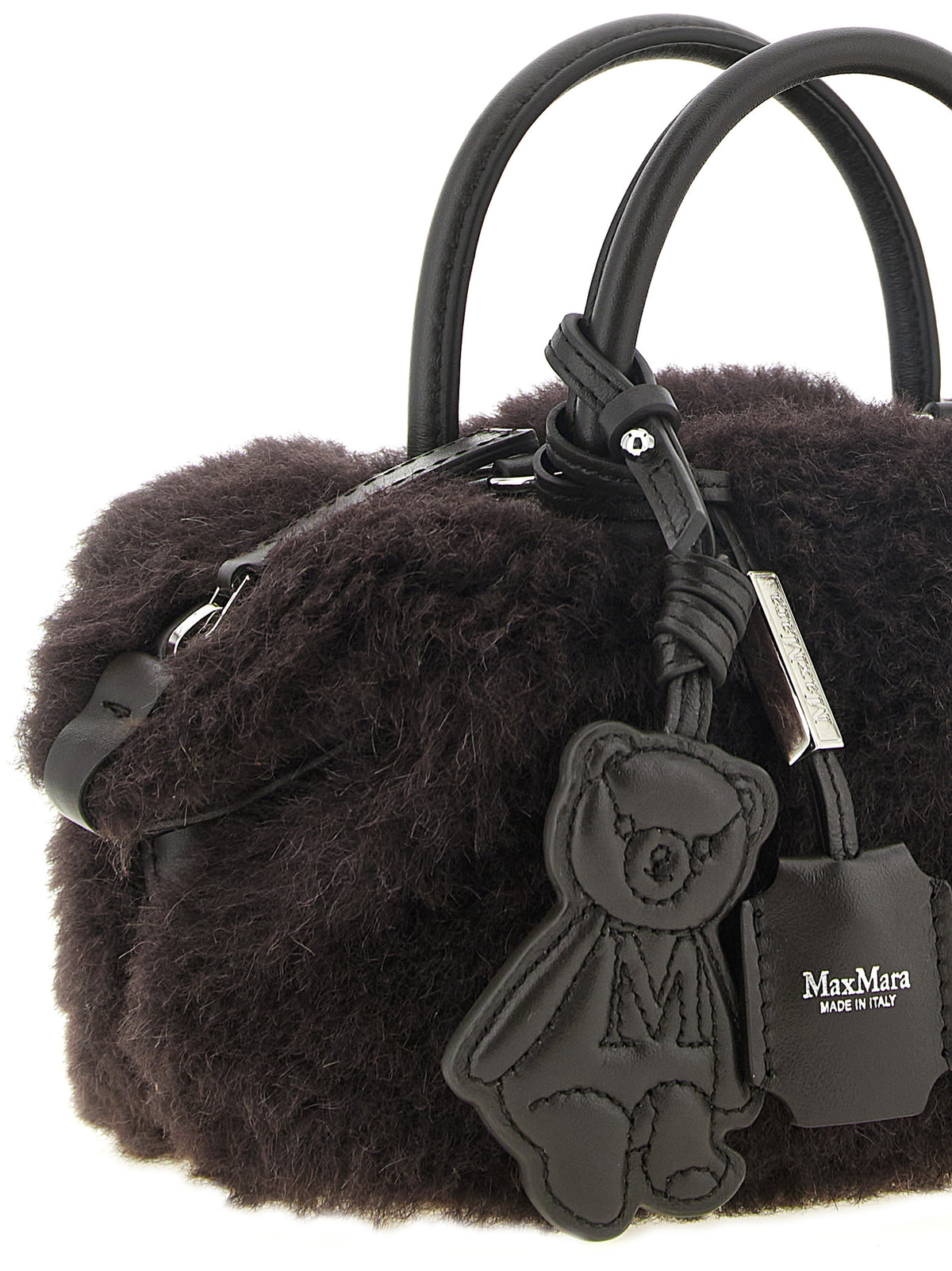 Max Mara Teddy Holdals liten handväska i brun kamelhår-teddy – bild 3