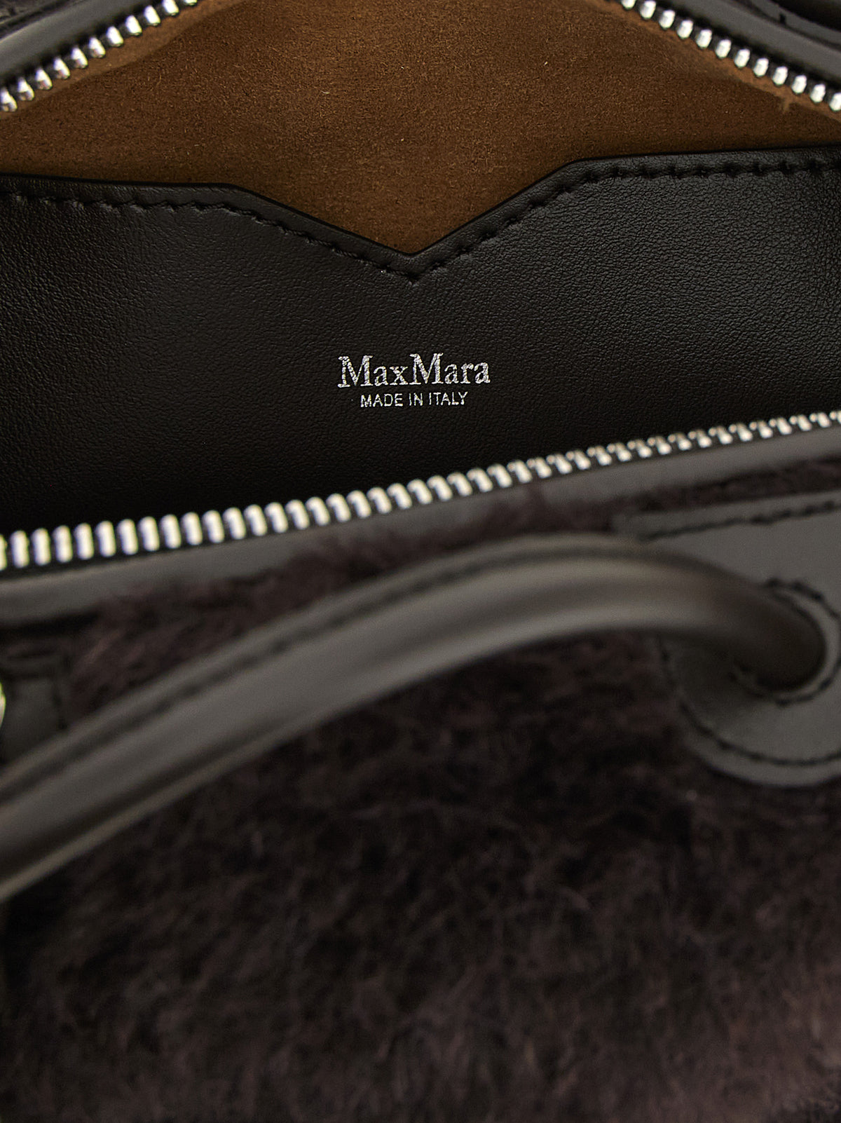 Max Mara Teddy Holdals liten handväska i brun kamelhår-teddy – bild 4