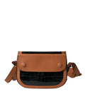 Balenciaga Camera Shoulder Bag in Black and Brown Crocodile Leather