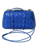 Balenciaga Box Clutch Shoulder Bag in Electric Blue Crocodile Leather